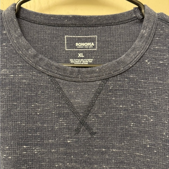 Navy Blue Men's Long Sleeve Henley Sonoma Cotton Blend Size XL - Picture 2 of 8